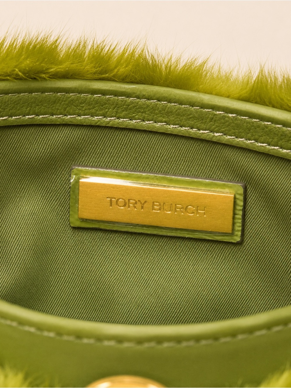 Tory Burch Chelsea Faux Fur Convertible Crossbody Shoulder Bag Chartreuse Green - Picture 9 of 10
